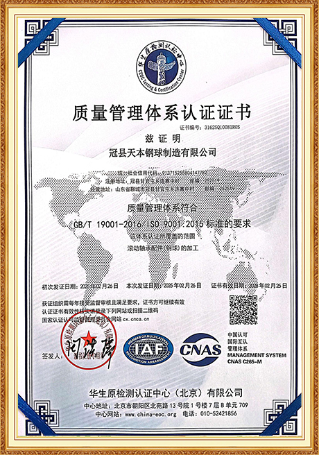 2025 Quality Management System Certification